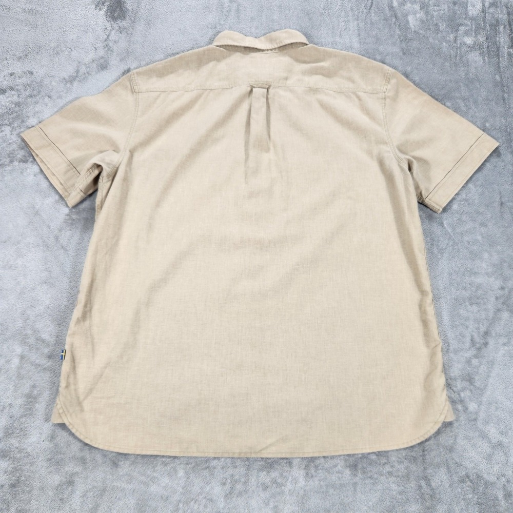 Fjallraven Ovik Travel Shirt Mens XL Beige Hemp Short Sleeve Button Up Outdoor - Picture 2 of 13